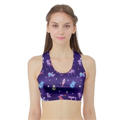 Space Seamless Pattern Sports Bra With Border by Vaneshart