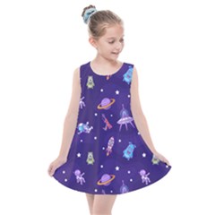 Space Seamless Pattern Kids  Summer Dress by Vaneshart