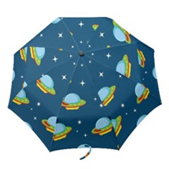 Seamless Pattern Ufo With Star Space Galaxy Background Folding Umbrellas