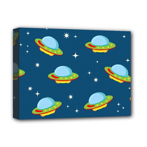 Seamless Pattern Ufo With Star Space Galaxy Background Deluxe Canvas 16  X 12  (stretched)  by Vaneshart