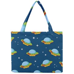 Seamless Pattern Ufo With Star Space Galaxy Background Mini Tote Bag by Vaneshart