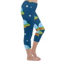 Seamless Pattern Ufo With Star Space Galaxy Background Capri Winter Leggings  View3