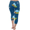 Seamless Pattern Ufo With Star Space Galaxy Background Capri Winter Leggings  View4