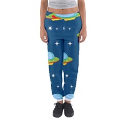 Seamless Pattern Ufo With Star Space Galaxy Background Women s Jogger Sweatpants by Vaneshart