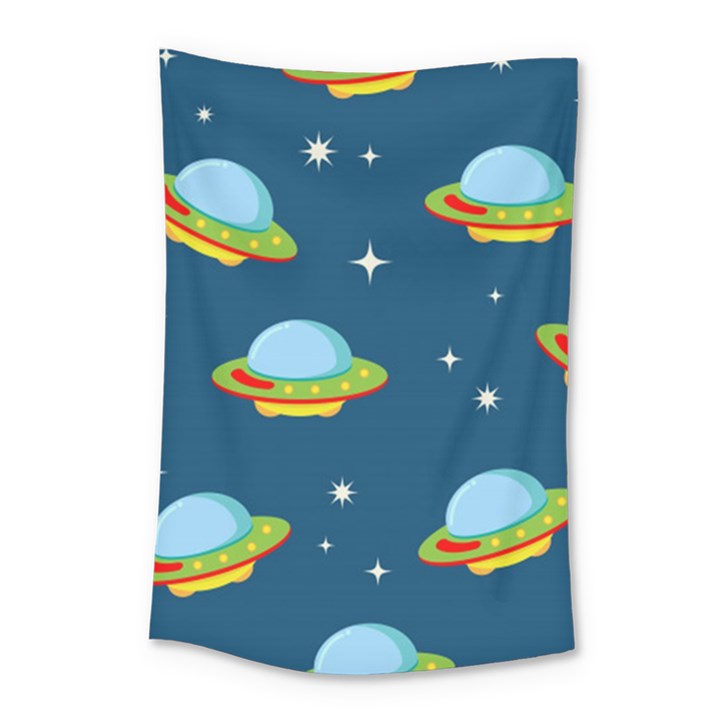 Seamless Pattern Ufo With Star Space Galaxy Background Small Tapestry