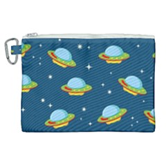 Seamless Pattern Ufo With Star Space Galaxy Background Canvas Cosmetic Bag (xl) by Vaneshart