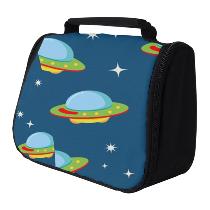 Seamless Pattern Ufo With Star Space Galaxy Background Full Print Travel Pouch (Small)