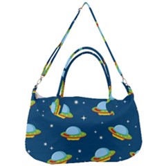 Seamless Pattern Ufo With Star Space Galaxy Background Removal Strap Handbag by Vaneshart