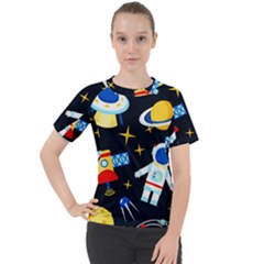 Space Seamless Pattern Women s Sport Raglan Tee