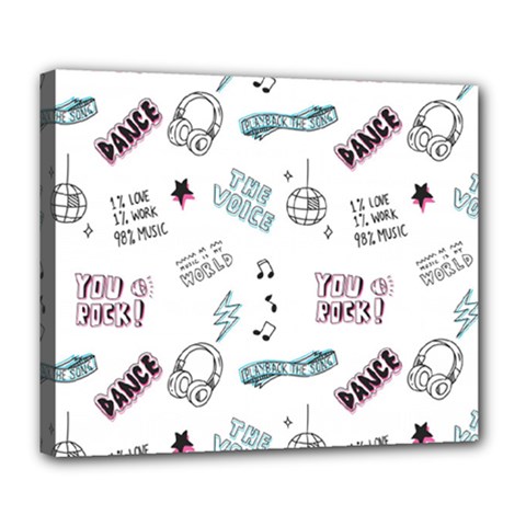 Music Themed Doodle Seamless Background Deluxe Canvas 24  X 20  (stretched) by Vaneshart