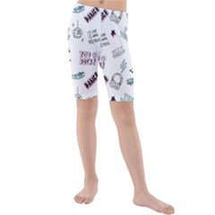 Music Themed Doodle Seamless Background Kids  Mid Length Swim Shorts by Vaneshart