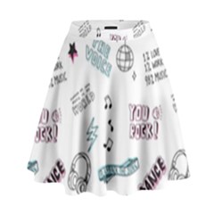 Music Themed Doodle Seamless Background High Waist Skirt by Vaneshart