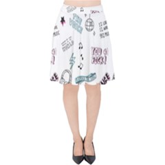 Music Themed Doodle Seamless Background Velvet High Waist Skirt by Vaneshart