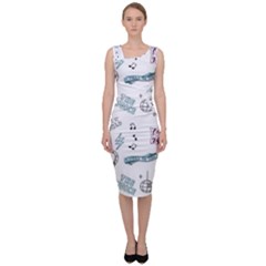 Music Themed Doodle Seamless Background Sleeveless Pencil Dress by Vaneshart