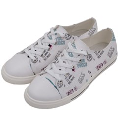 Music Themed Doodle Seamless Background Women s Low Top Canvas Sneakers by Vaneshart