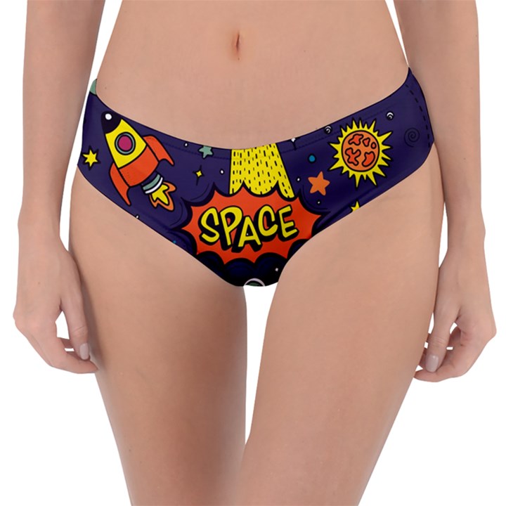 Vector Flat Space Design Background With Text Reversible Classic Bikini Bottoms