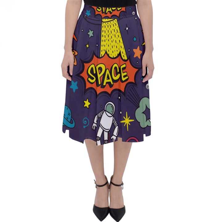 Vector Flat Space Design Background With Text Classic Midi Skirt