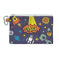 Vector Flat Space Design Background With Text Canvas Cosmetic Bag (large)