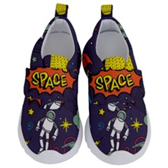 Vector Flat Space Design Background With Text Kids  Velcro No Lace Shoes by Vaneshart