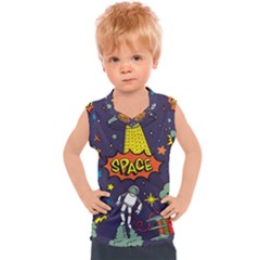 Vector Flat Space Design Background With Text Kids  Sport Tank Top