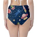 Seamless Pattern With Funny Aliens Cat Galaxy Classic High-Waist Bikini Bottoms View2