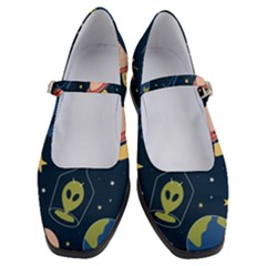 Seamless Pattern With Funny Aliens Cat Galaxy Women s Mary Jane Shoes by Vaneshart