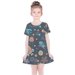 Space Seamless Pattern Kids  Simple Cotton Dress by Vaneshart