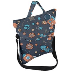 Space Seamless Pattern Fold Over Handle Tote Bag by Vaneshart