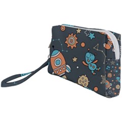 Space Seamless Pattern Wristlet Pouch Bag (small) by Vaneshart