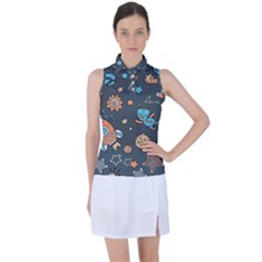 Space Seamless Pattern Women s Sleeveless Polo Tee