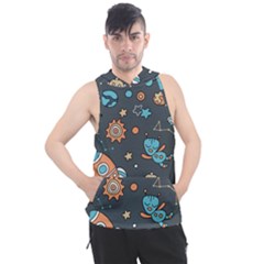 Space Seamless Pattern Men s Sleeveless Hoodie