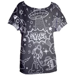 Vector Flat Space Design Background With Text Women s Oversized Tee by Vaneshart