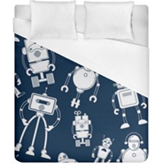 White Robot Blue Seamless Pattern Duvet Cover (california King Size) by Vaneshart