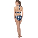 White Robot Blue Seamless Pattern Halter Side Cut Swimsuit View2