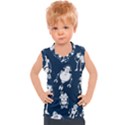 White Robot Blue Seamless Pattern Kids  Sport Tank Top View1