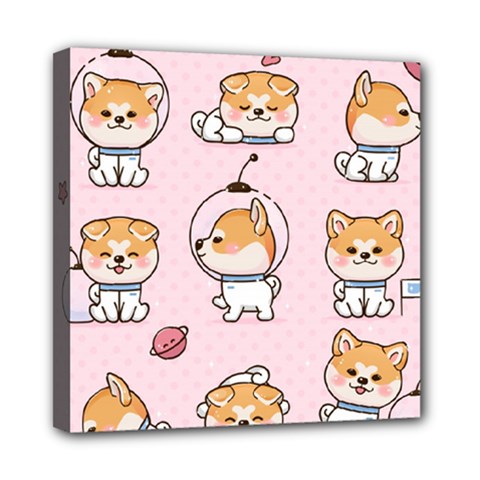 Set Kawaii Smile Japanese Dog Cartoon Mini Canvas 8  X 8  (stretched) by Vaneshart