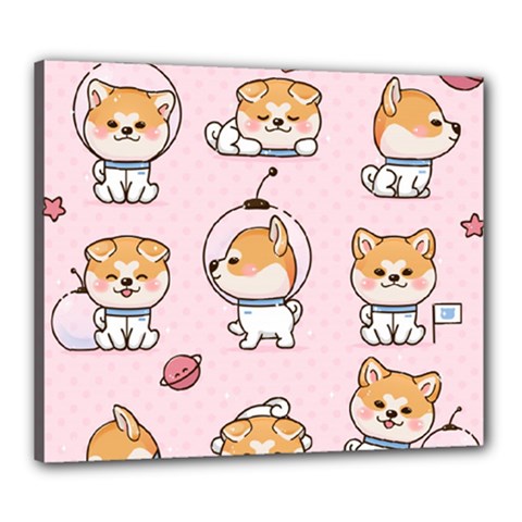 Set Kawaii Smile Japanese Dog Cartoon Canvas 24  X 20  (stretched) by Vaneshart