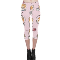 Set Kawaii Smile Japanese Dog Cartoon Capri Leggings  by Vaneshart