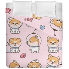 Set Kawaii Smile Japanese Dog Cartoon Duvet Cover Double Side (california King Size) by Vaneshart