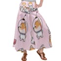 Set Kawaii Smile Japanese Dog Cartoon Satin Palazzo Pants View1