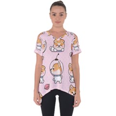 Set Kawaii Smile Japanese Dog Cartoon Cut Out Side Drop Tee by Vaneshart