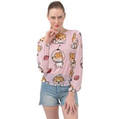 Set Kawaii Smile Japanese Dog Cartoon Banded Bottom Chiffon Top by Vaneshart