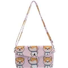 Set Kawaii Smile Japanese Dog Cartoon Removable Strap Clutch Bag by Vaneshart