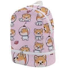 Set Kawaii Smile Japanese Dog Cartoon Zip Bottom Backpack by Vaneshart