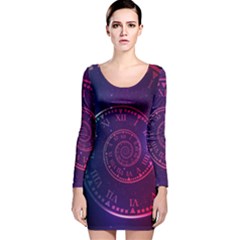 Time Machine Long Sleeve Velvet Bodycon Dress