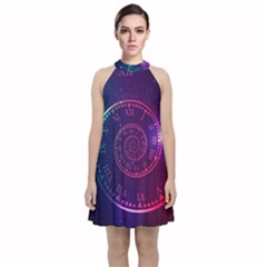 Time Machine Velvet Halter Neckline Dress  by Vaneshart