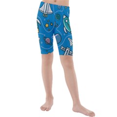 About Space Seamless Pattern Kids  Mid Length Swim Shorts by Vaneshart