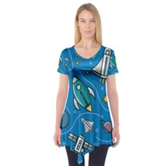 About Space Seamless Pattern Short Sleeve Tunic  by Vaneshart