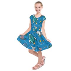 About Space Seamless Pattern Kids  Short Sleeve Dress by Vaneshart