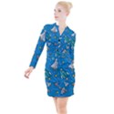 About Space Seamless Pattern Button Long Sleeve Dress View1